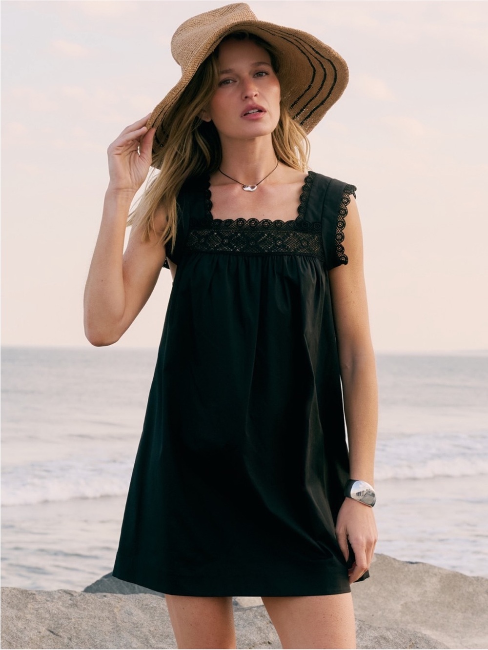 Sorella Few Moda Yoke Black Crochet Dress NWT Size Small